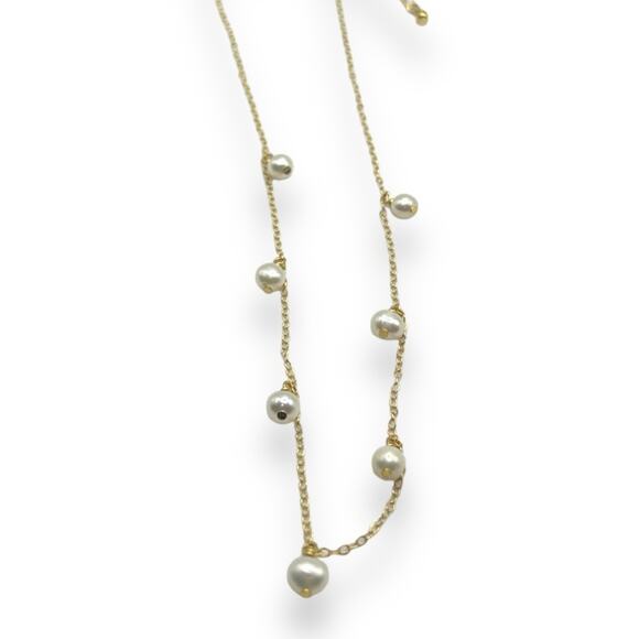 Brand new Macy's Quiet Luxury 18K Gold Pearl Necklace Old Money Aesthetic NWT - Picture 7 of 12